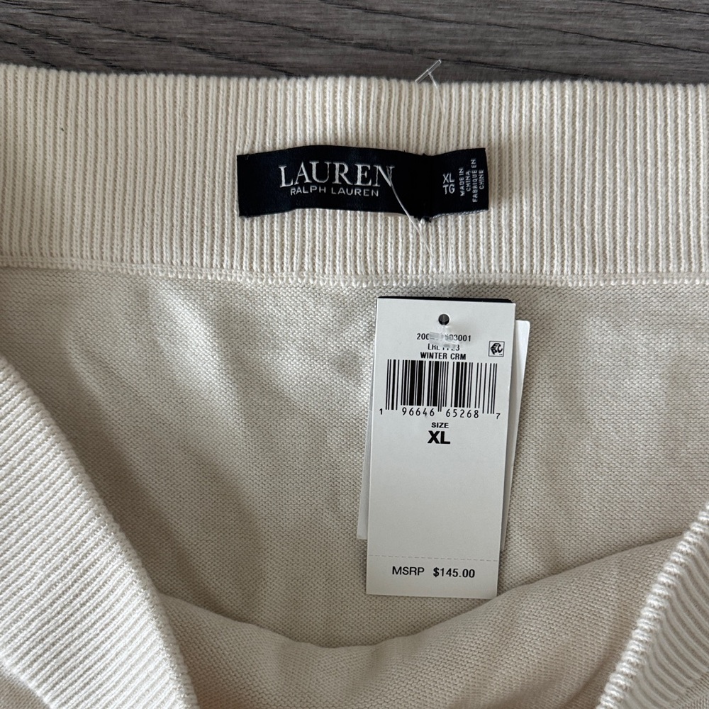 🌼RALPH LAUREN🌼 NWT Cream Knit Midi Skirt, Size XL - Picture 4 of 8